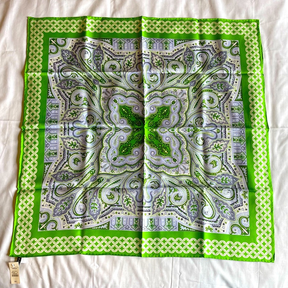 Talbots 100% Silk Scarf 26.5” X 26.5” size green